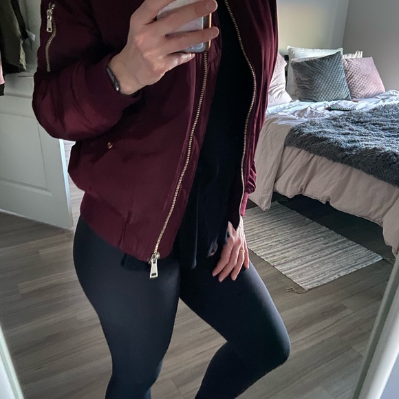 Topshop burgundy bomber jacket 38/6 - Picture 6 of 7